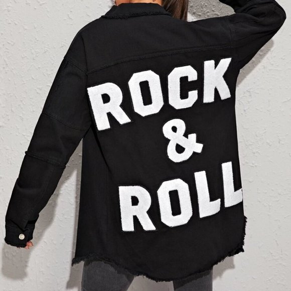 BLACK DENIM JACKET ROCK & ROLL - Picture 4 of 16